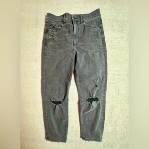 Women’s Express Distressed Gray Jeans Emo Punk Grunge 8 S Short